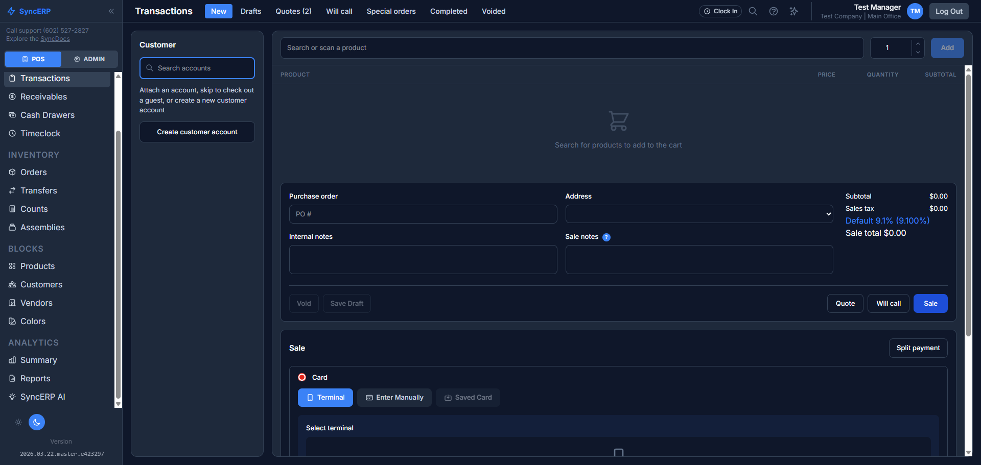 SyncERP POS Dashboard